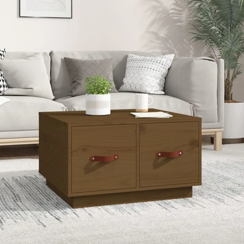 Image of Vidaxl Coffee Table Honey Brown 60X53X35cm Solid Wood Pine, Brown 820969