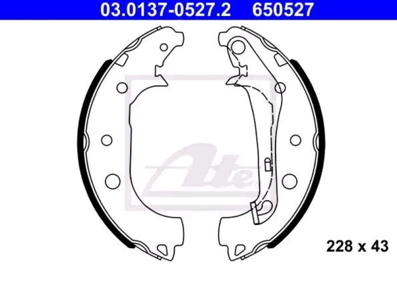 Image of ATE 03.0137-0527.2 Brake Shoes with lever Brake Shoe Set (70)