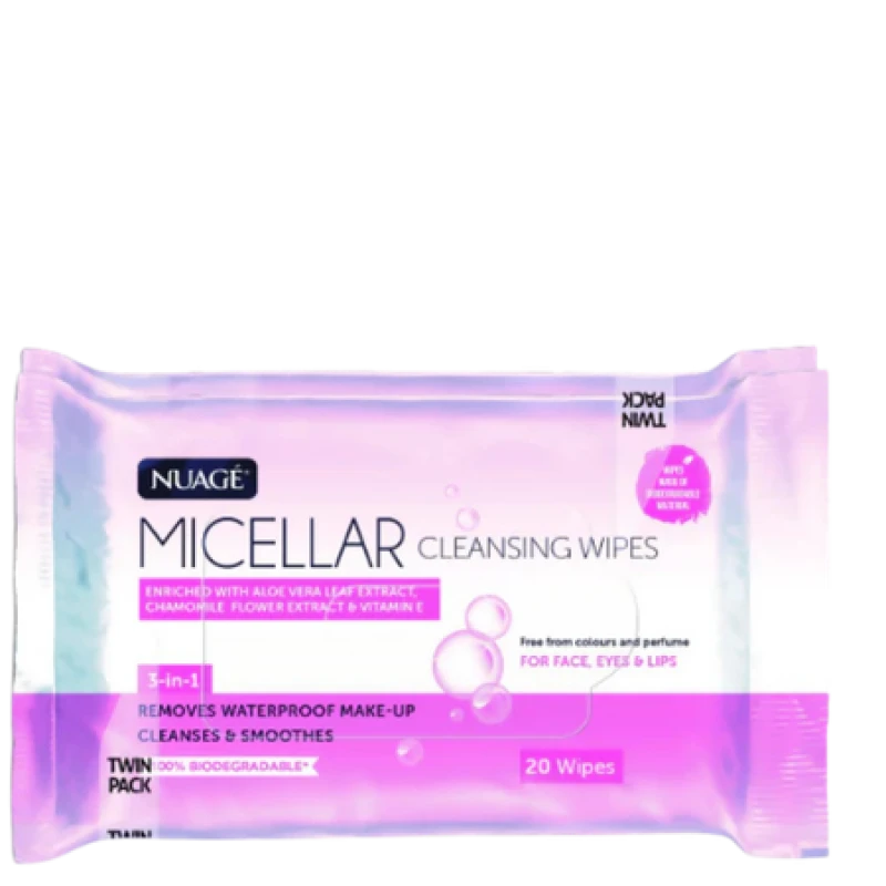 Image of Nuage Micellar Make-Up Cleansing Wipes a 40 Wipes (2 x 20 Pack) NUAGE-516875