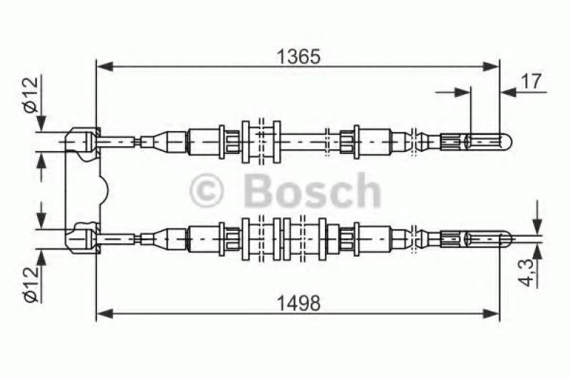 Image of Handbrake cable Bosch 1 987 477 130