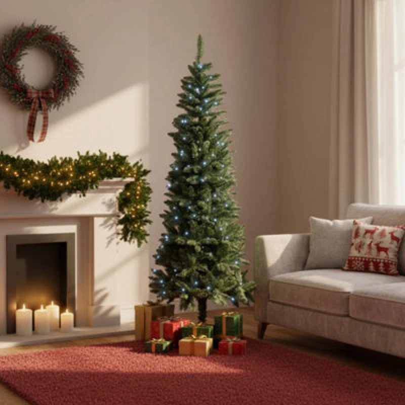 Image of Shatchi 7ft Prelit Cool White Leds Slim Chrismtmas Tree Cool White Leds
