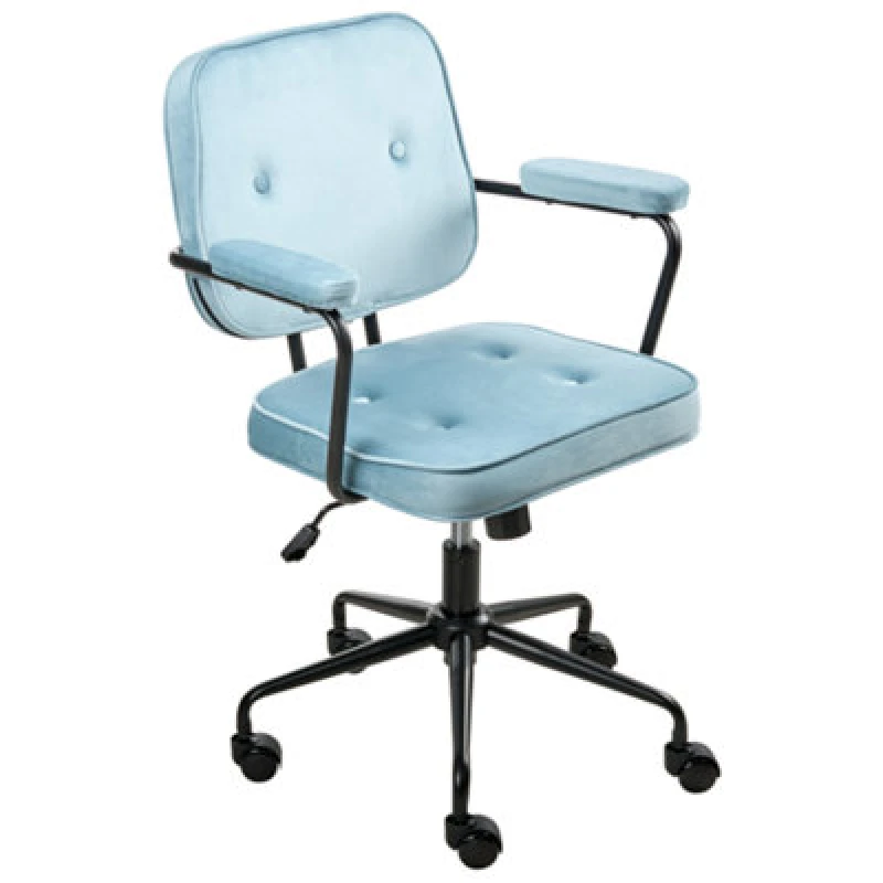Image of Beliani Desk Chair Pawnee Velvet Light Blue