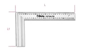 image of Beta Tools 1674A Carpenter's Square Double Metric Scale 300mm 016740130