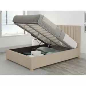 Image of Grant Ottoman Upholstered Bed, Kimiyo Linen, Beige - Ottoman Bed Size Double (135x190)
