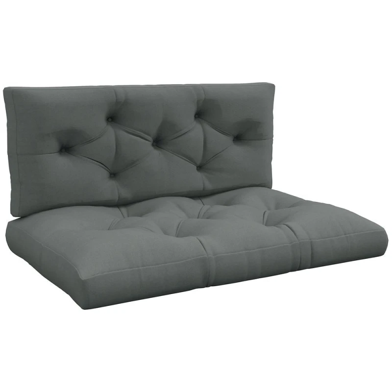 Image of Outsunny Outsunny 2 Seater Outdoor Seat Cushions for Pallet Water Repellent Seat Pads with Back Cushion Light Grey 5056725507572