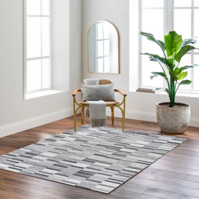Image of Livabliss Scandi Modern Black Bhaumi Area Rug 160 X 220 Cm - Easy Care, Non Shedding, Ideal For Living Room & Bedroom