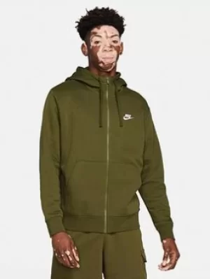 Image of Nike Club Fleece Full Zip Hoodie, Green Size XL Men