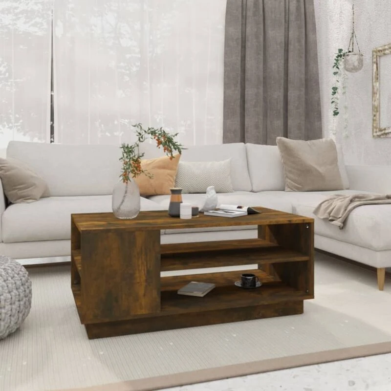 Image of VIDAXL Coffee Table Smoked Oak 102x55x43cm Engineered Wood vidaXL 813083