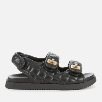 image of Dune Womens Lockstock Leather Double Strap Sandals - Black - UK 5