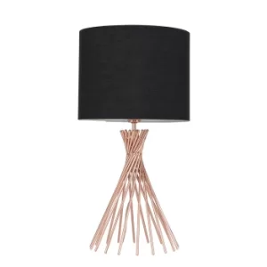 image of Gosforth Copper Table Lamp with Black Shade