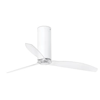 image of Tube Medium Ceiling Fan Matt White, Clear - Optional LED Light Sold Separately