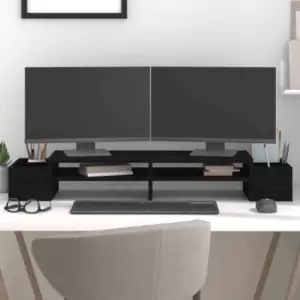 Image of Vidaxl Monitor Stand Black 100X27.5X15cm Solid Wood Pine