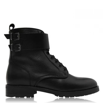 image of Reiss Artemis Lace Up Boots - Black Calf