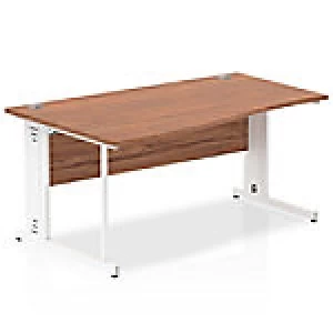 Image of Impulse 1600 Left Hand White Cable Managed Leg Wave Desk Walnut