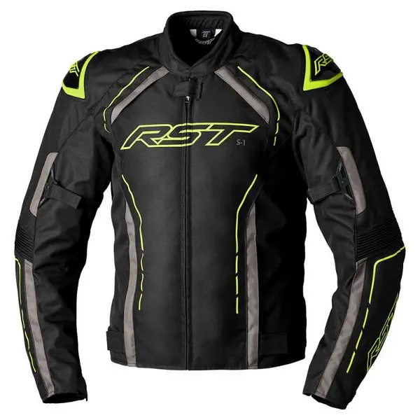 image of RST S-1 Ce Mens Textile Jacket Black Grey Flo Yellow 40