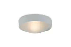 Image of Rondo IP44 1 Light E27 Flush Ceiling Light, White Frame with Frosted Glass