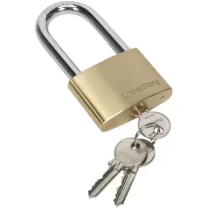 image of PL103L Brass Body Padlock Long Shackle 60mm - Sealey