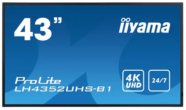 Image of iiyama LH4352UHS-B1 signage display Digital signage flat panel 108cm (42.5") IPS 500 cd/m 4K Ultra HD Black Built-in processor Android 8.0 24/7
