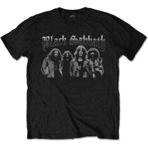 image of Black Sabbath - Greyscale Group Unisex Large T-Shirt - Black