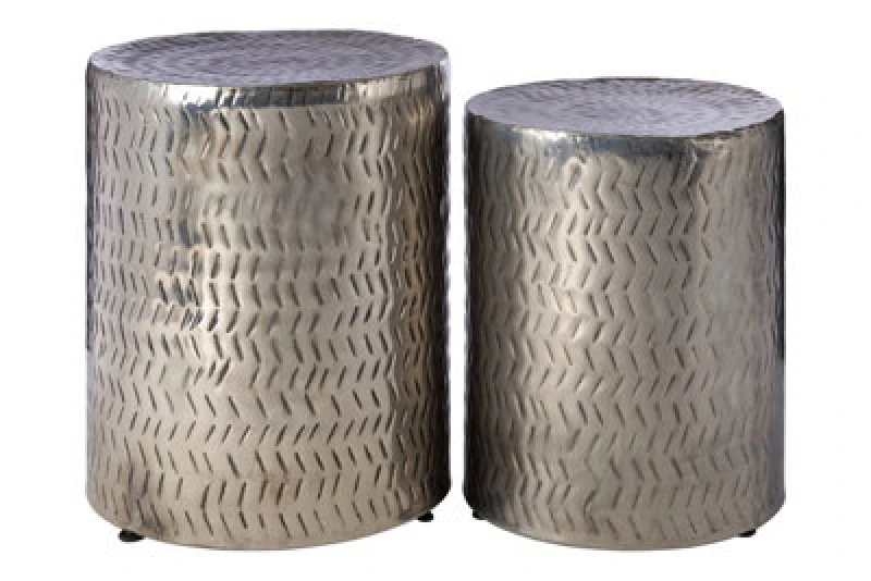 Image of Orsina Set Of 2 Nickel Finish Stools
