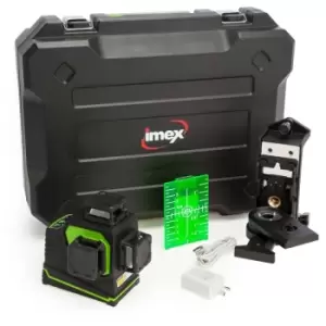 image of Imex LX3DG Green Beam Cross Line Laser Level 360 Degree Multi Line Laser Cased