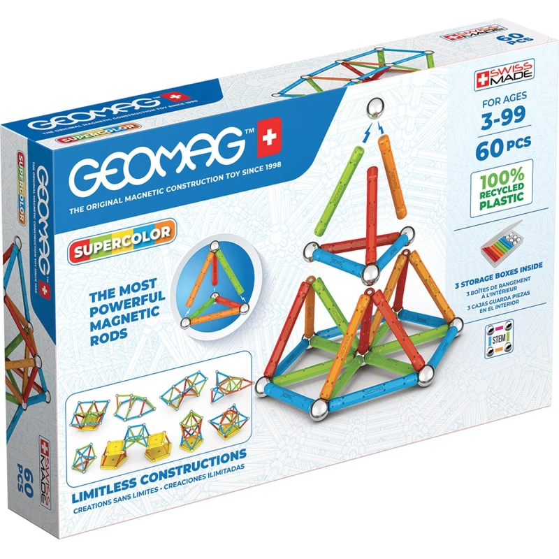 Image of GEOMAG Geomag Magnetic Supercolor - 60 Pieces Make Your Own Toys One Size Multi 42976899000
