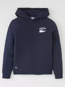 Image of Boys' Lacoste Printed Hooded Sweatshirt Size 2 yrs Navy Blue