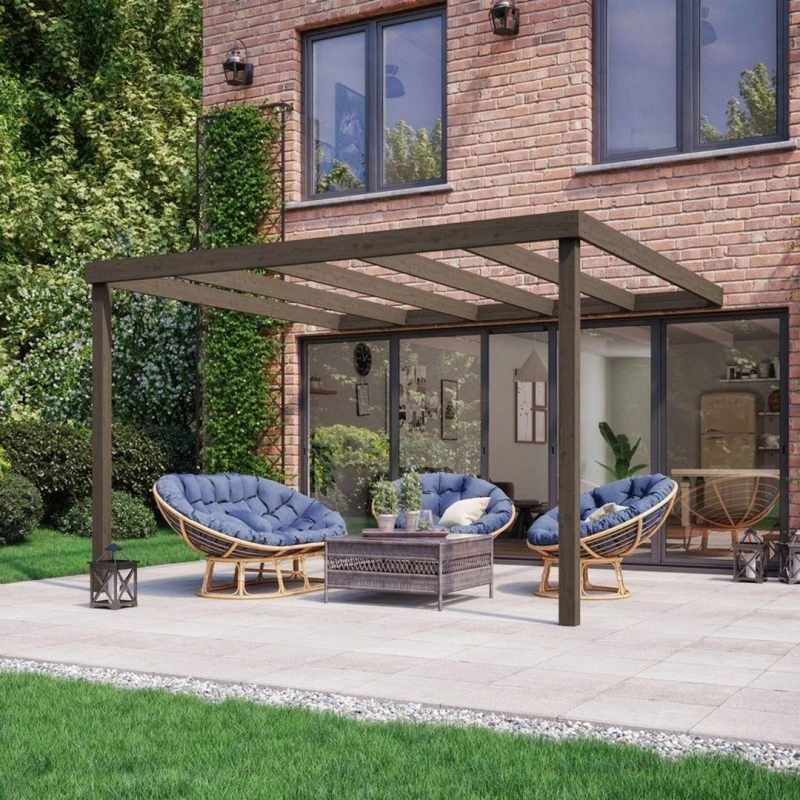 Image of Rutland County Garden Furniture Wall Mounted Box Pergola - Wood - L180 X W180 X H270 Cm - Rustic Brown