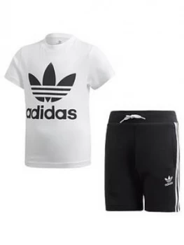 Image of Boys, adidas Originals Short T-Shirt Set - White/Black, Size 3-4 Years