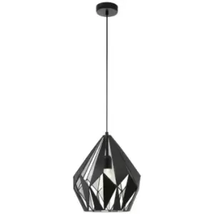 image of Netlighting Carlton Wire Frame Pendant Ceiling Light Black, Silver