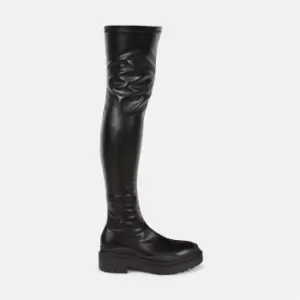 Image of Missguided Wave Sole Flat Boots - Black