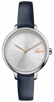 image of Lacoste Womens Cannes Blue Leather Strap Silver Dial Watch