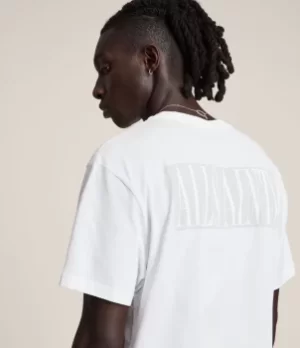 Image of AllSaints Mens Integers Crew T-Shirt, Optic White, Size: M