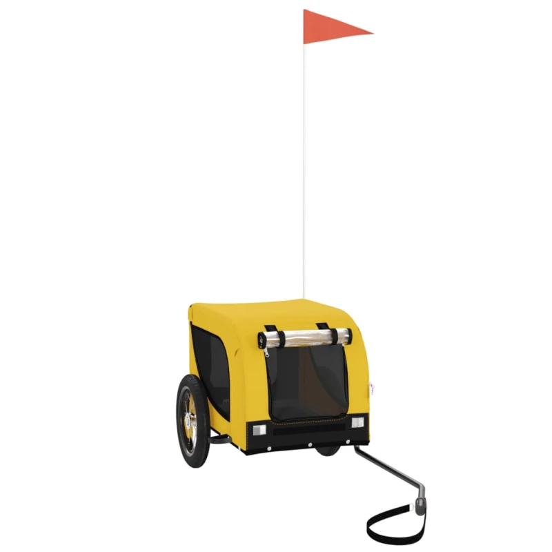 Image of vidaXL Pet Bike Trailer Yellow and Black Oxford Fabric and Iron, Yellow 93994