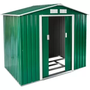 image of Tectake - Shed with saddle roof - garden shed, metal shed, tool shed - green/white - green/white