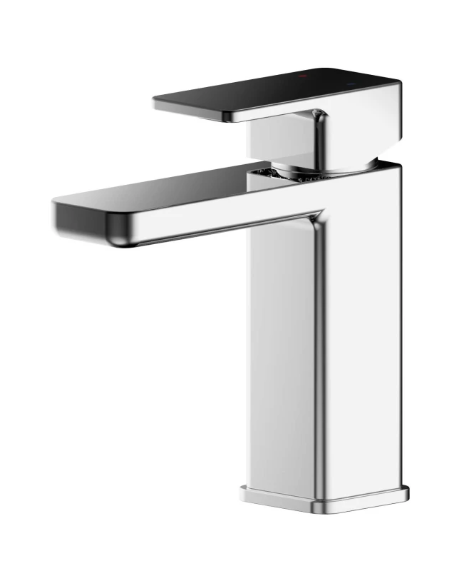 Image of Balterley Square Mono Basin Mixer Tap Push Button Waste Chrome Silver