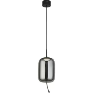 Image of Searchlight Lisbon 1 Light LED Pendant,Black And Smoked Glass 2700K