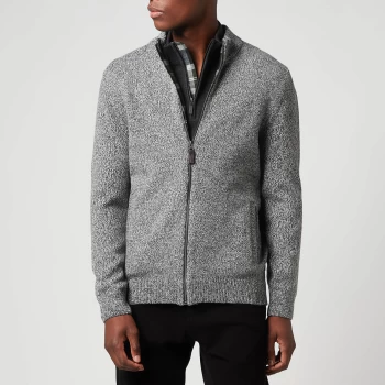 Image of Barbour Tartan Mens Fife Zip Through Jumper - Grey Marl - M