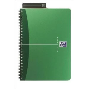 image of Oxford Office A4 Notebook Metallic Polypropylene Cover Wirebound 180 Pages 90gsm Emerald Pack of 5