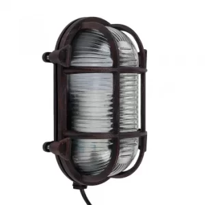 image of Bow IP64 Oval Bulkhead Wall Light in Rust Effect