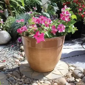 Image of 38cm x 32cm Glazed Ceramic Effect Plastic Decorative Garden Planter