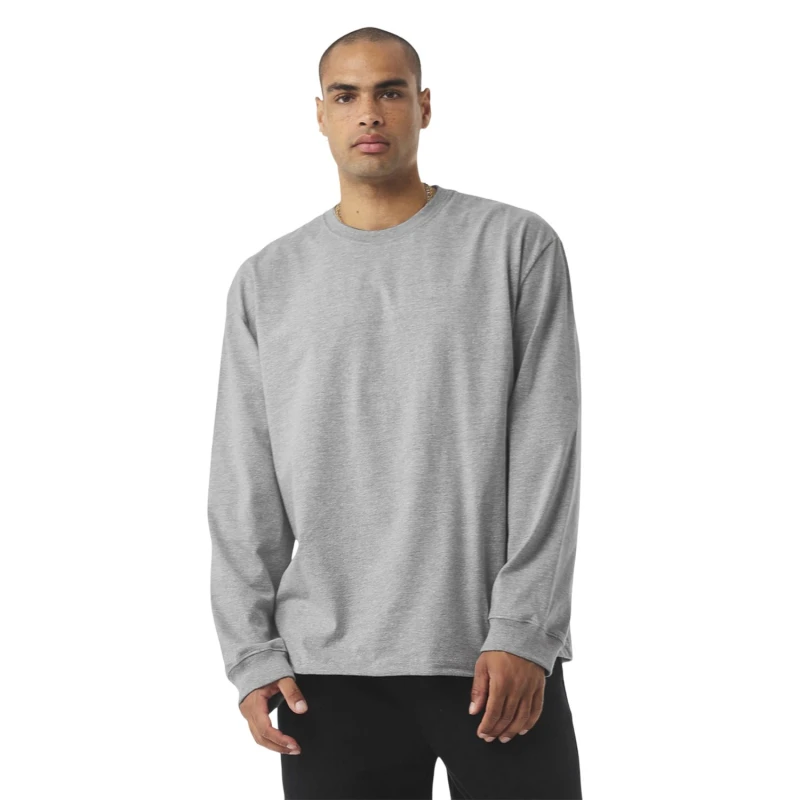 Image of Bella + Canvas Mens Heavyweight Boxy Long-Sleeved T-Shirt in Dark Grey Size: Small Dark Grey Male S