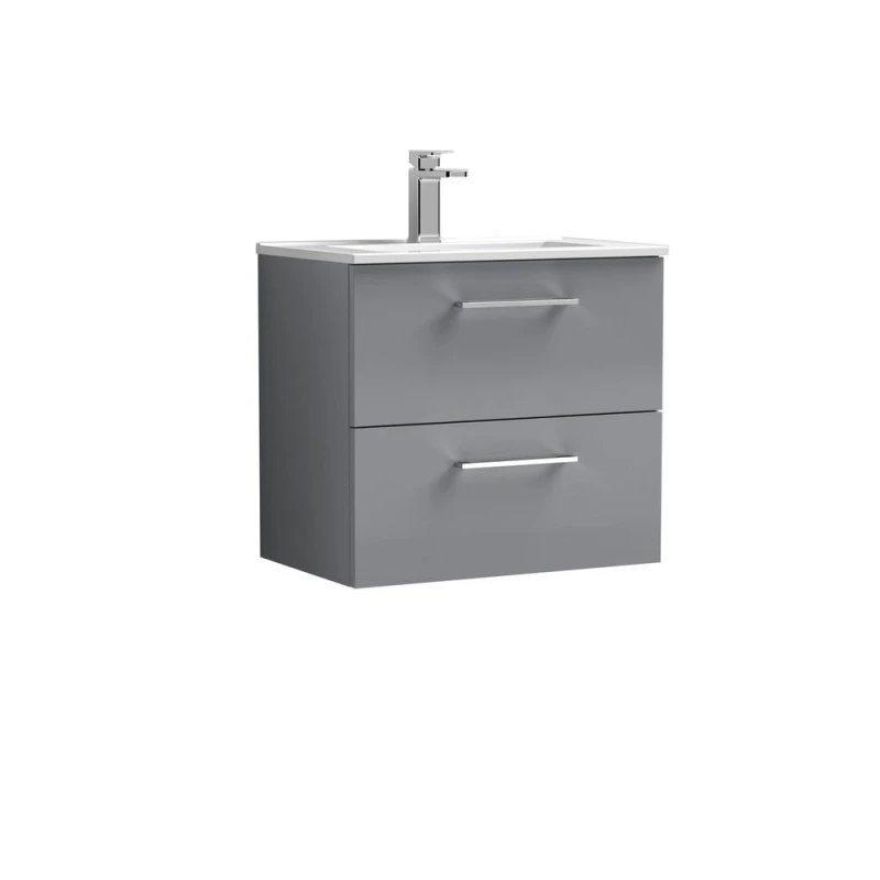 Image of Balterley Bathroom 2 Soft Close Drawer Wall Hung Vanity Unit Basin, Grey, 440mm in Grey Grey Unisex