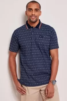 image of Short Sleeve Geo Print Polo Shirt