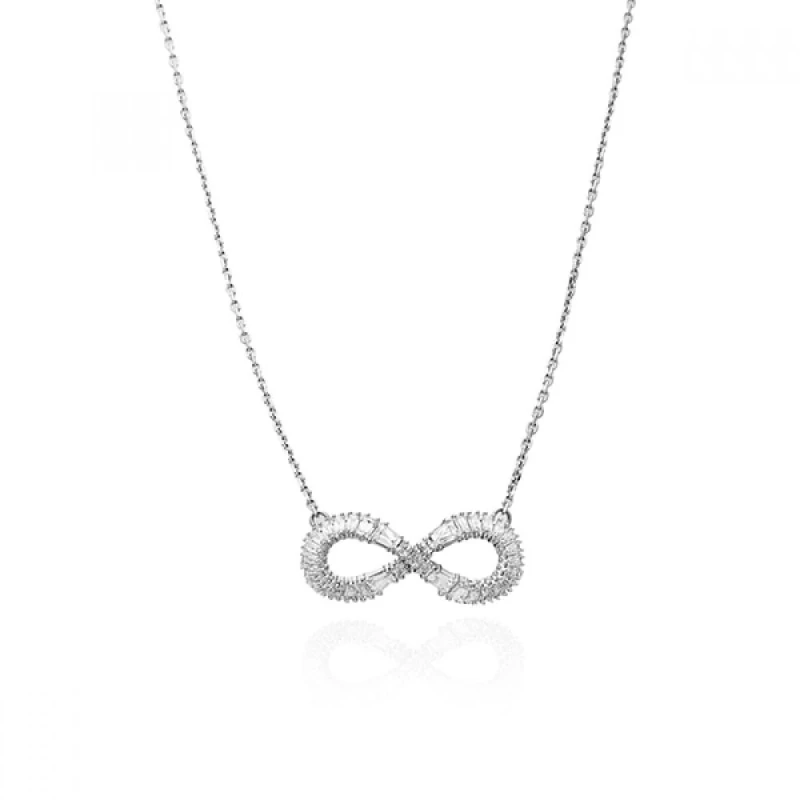 Image of Hyperbola White Rhodium Plated Pave Infinity Pendant 5679434