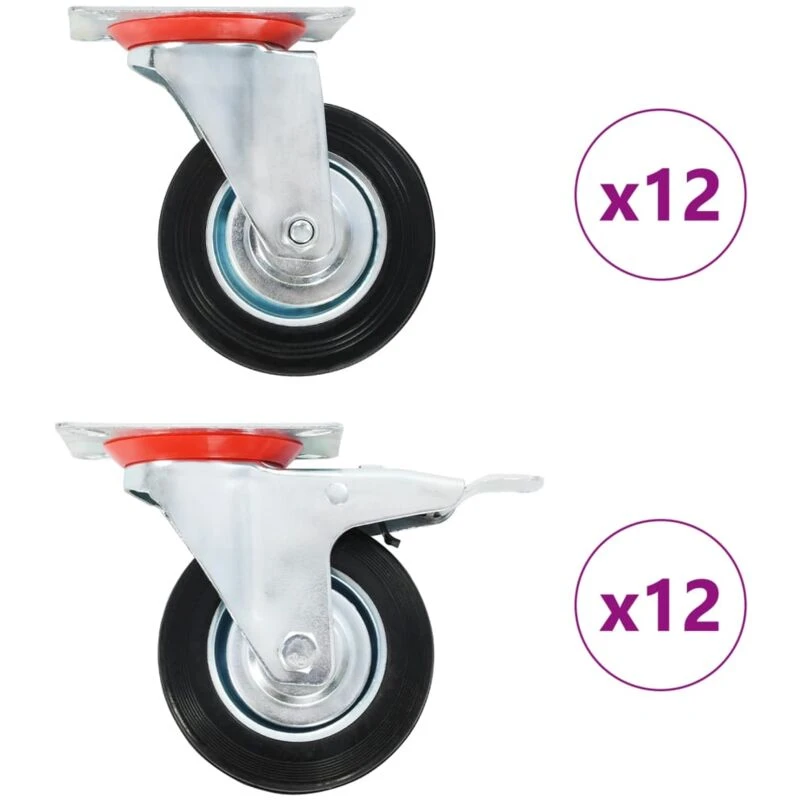 Image of VIDAXL 24 pcs Swivel Casters 100 mm Vidaxl 8719883718118