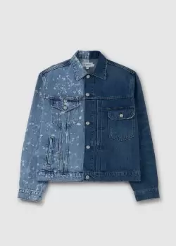 image of Frame Mens Half X Half Denim Jacket In Cole Duo