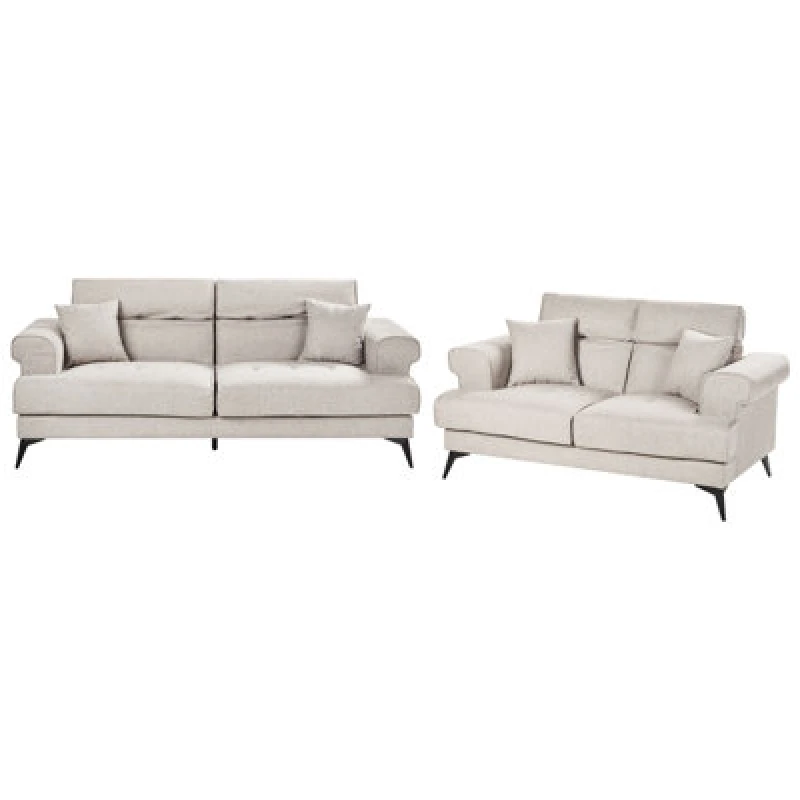 Image of Beliani Living Room Set 5 Seater Skive Fabric Taupe