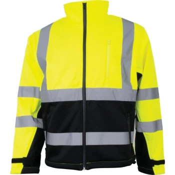 Image of Hi-vis Yellow/Black Soft Shell Jacket (EN20471) - 2XL