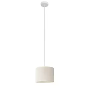 Image of Alba Cylindrical Pendant Ceiling Light Ecru, White 20cm